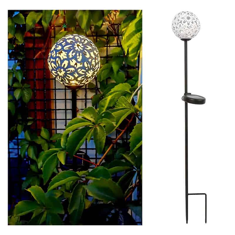 Lampe Solaire Piquet "Boule En Fleure Blanche" – Image 6