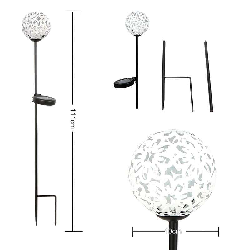 Lampe Solaire Piquet "Boule En Fleure Blanche" – Image 4