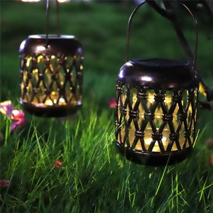 Lanterne Solaire Métal "Veilleuse Rétro En Cuivre" (2Pcs)