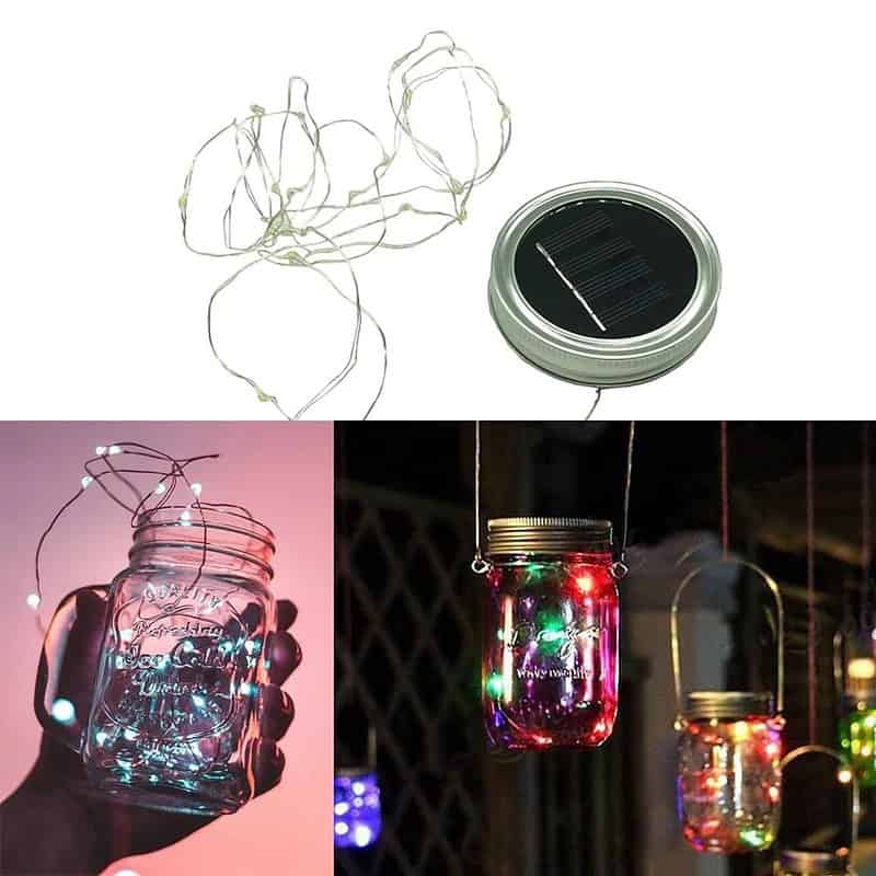 Bocal Lumineux Solaire 10 Led Rose, Vert, Rouge – Image 7