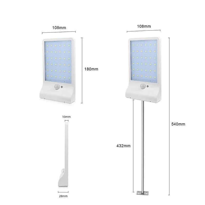 Lampadaire Solaire Noire Ou Blanc 500 Lumens – Image 3