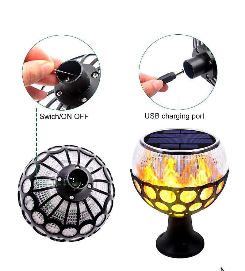 Balise Solaire Extérieur "Boule De Flamme 96 Led" (2En1) – Image 6