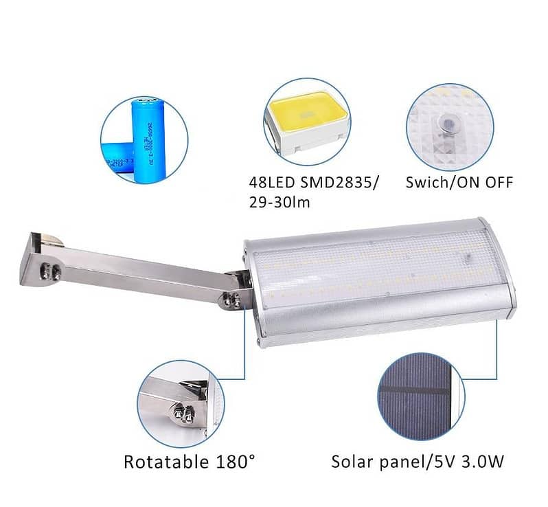 Lampadaire Solaire Mini Murale 800 Lumens En Alu – Image 2